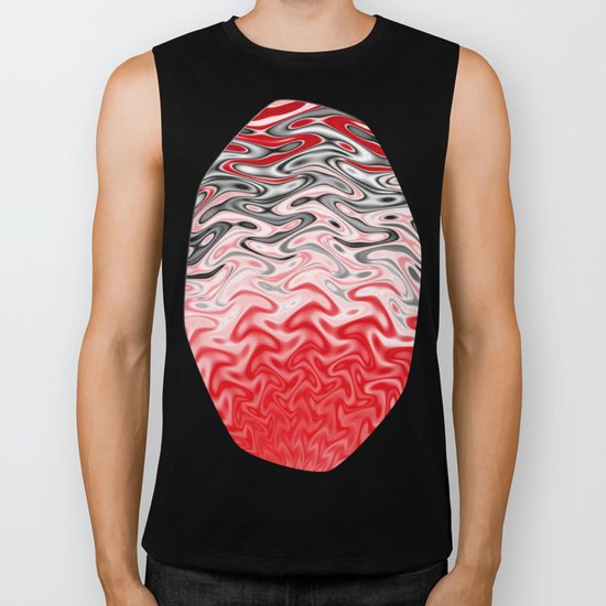 Fractal Rise in Red Black and White Biker Tank