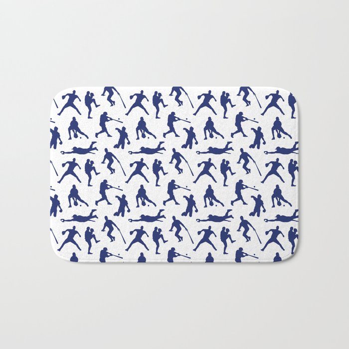 Blue Baseball Players Bath Mat