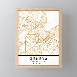 GENEVA SWITZERLAND CITY STREET MAP ART Framed Mini Art Print