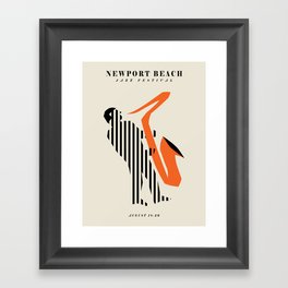 Vintage poster-Jazz festival-Newport beach 1. Framed Art Print