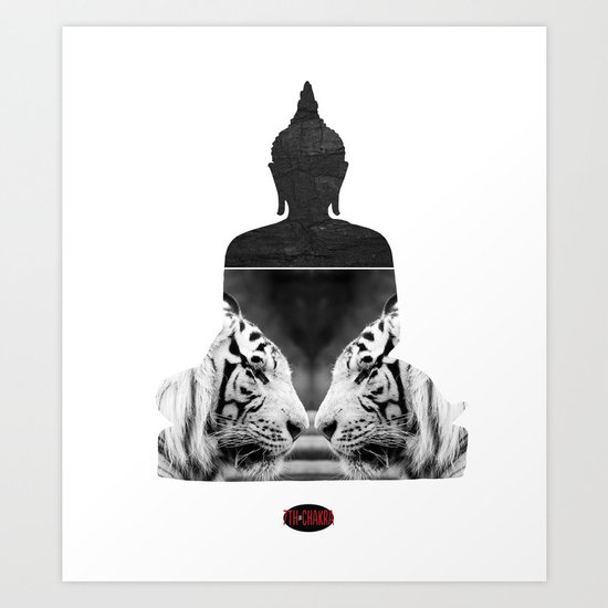 White Tiger Buddha Art Print