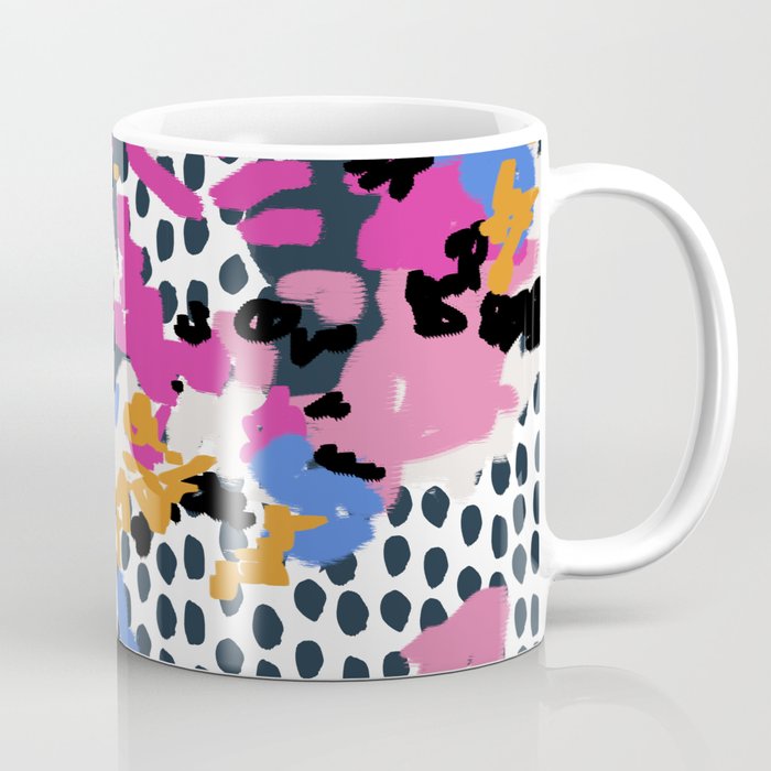 Kenzi - Flowers with Dots - Floral Abstract, graphic design print pattern Coffee Mug