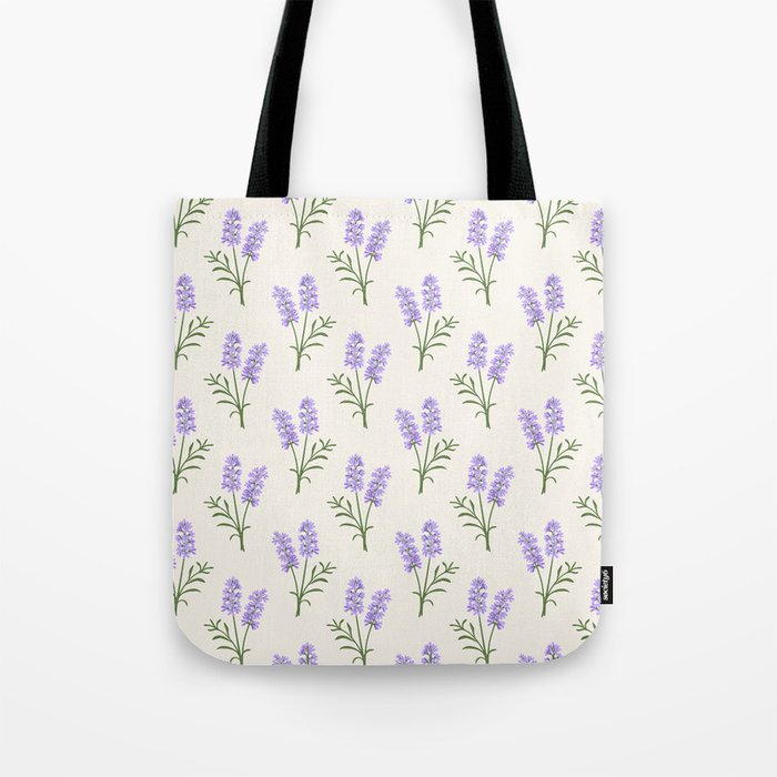 Hand drawn vector seamless pattern of  violet lavender flowers Tote Bag