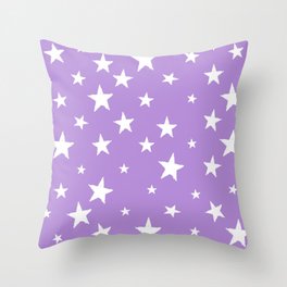 Hand-Drawn Stars (White & Lavender Pattern) Throw Pillow