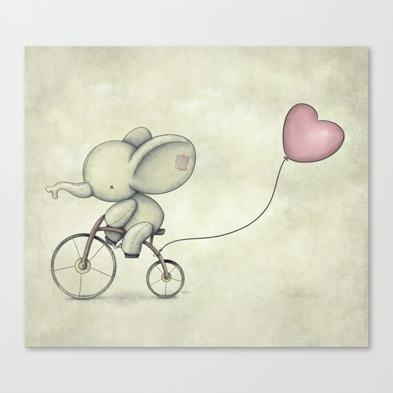 Cute Elephant riding his bike Canvas Print