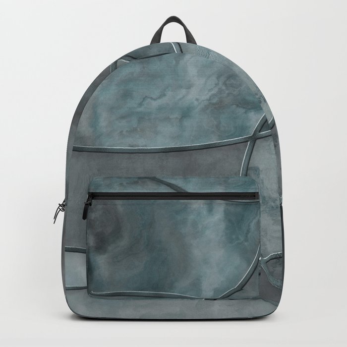 Teal Eclectic Marble Shapes Mid Century Elegant Abstract Art Backpack