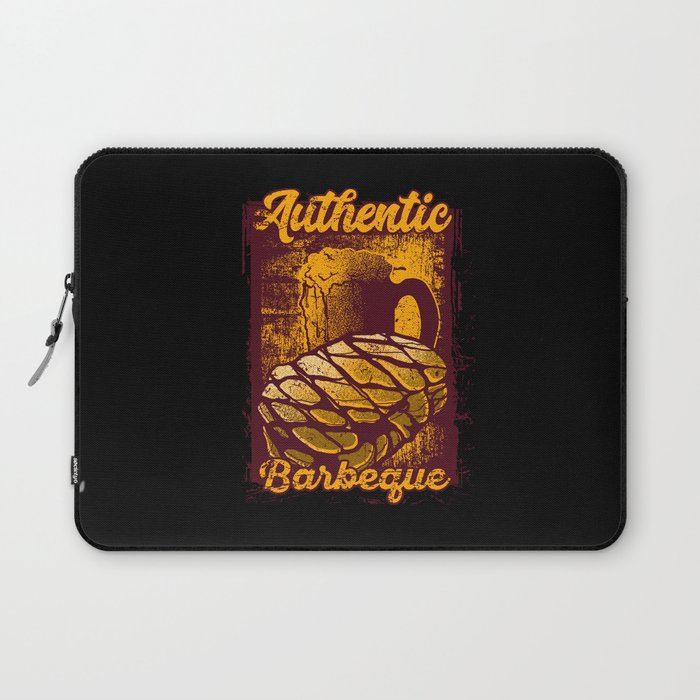 Authentic BBQ Grill Grunge Illustration Laptop Sleeve