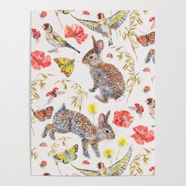 Bunny Meadow Pattern Poster
