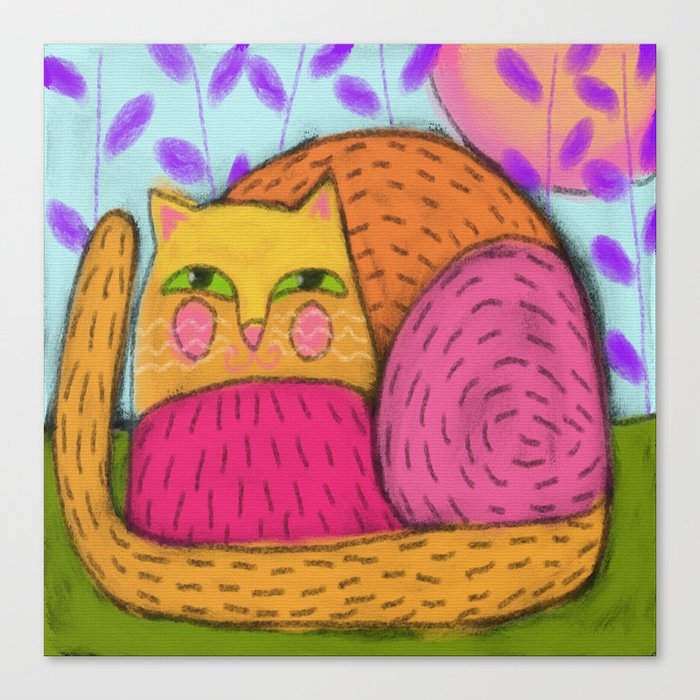 Colorful Cat Abstract Digital Painting Canvas Print By