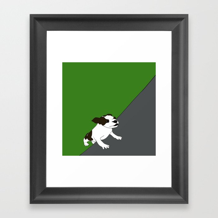 Annie The Boston Terrier Framed Art Print | Drawing, Digital, Boston-terrier, Dog, Puppy, Brown, White, Green, Gifts, Mugs
