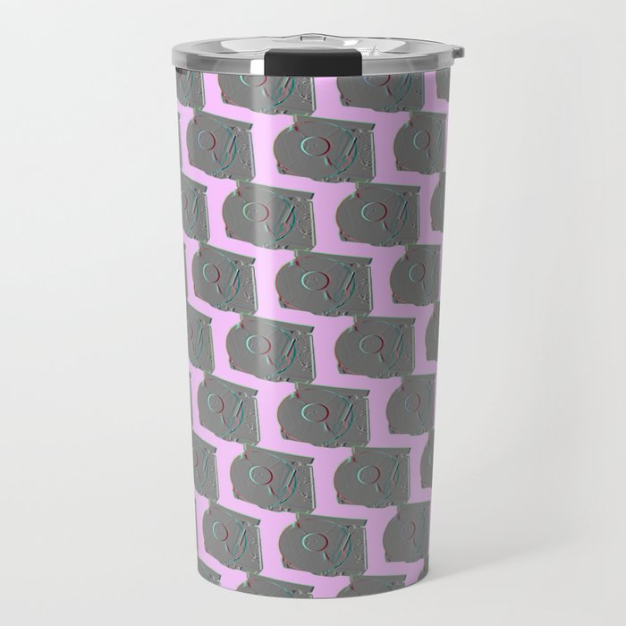 Psychedelic Record Player with Lavender backdrop Travel Mug