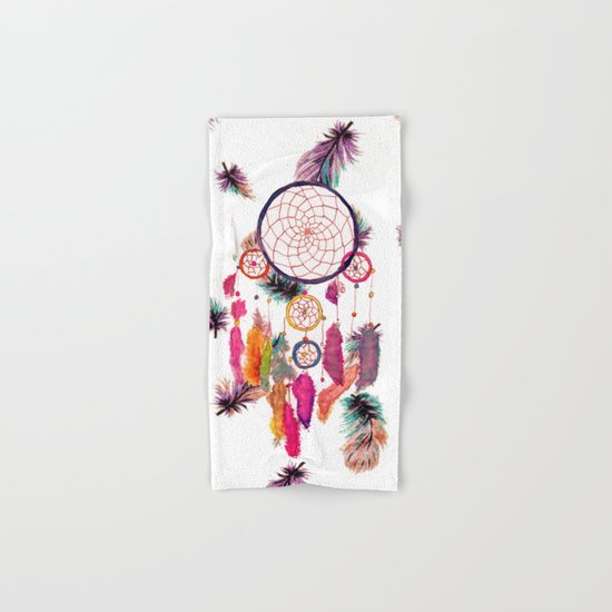 Hipster Watercolor Dreamcatcher Feathers Pattern Hand & Bath Towel