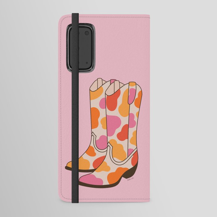 Western Cowgirl Boots Cute Pink Cowboy Android Wallet Case