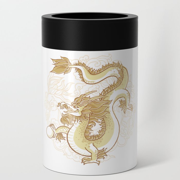 Gold Dragon with pearl Can Cooler