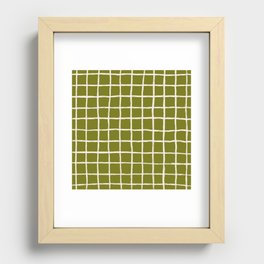 Olive Green Grid Checker Recessed Framed Print