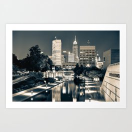 Downtown Indianapolis Indiana Skyline in Sepia Art Print