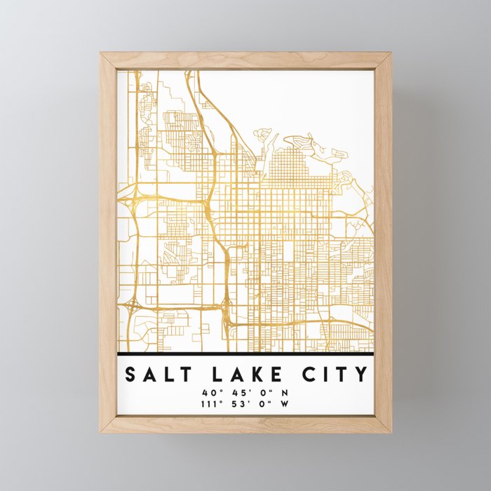 SALT LAKE CITY UTAH CITY STREET MAP ART Framed Mini Art Print