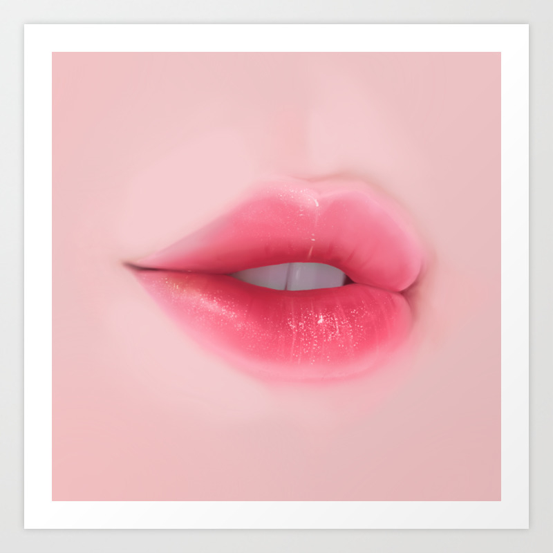 Pink Glossy Lips Art Print By Samsilversmith Society6