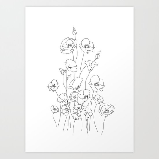 Poppy Flowers Line Art Art Print By Nadja1 Society6,Sphynx Cat Character Design