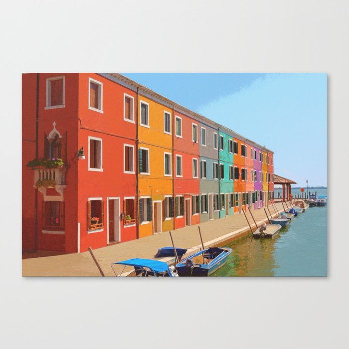 Brightly Coloured Homes Burano Venice Italy #3 Canvas Print