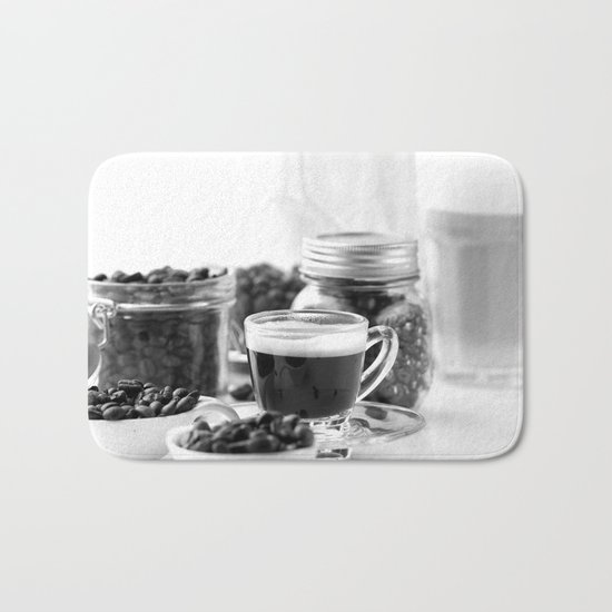 Black and white coffee bar Bath Mat