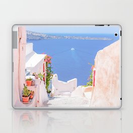 Santorini Greece Mamma Mia Pink Street Laptop Skin