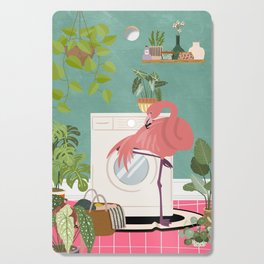 Flamingo in Boho Laundry Room  Cutting Board