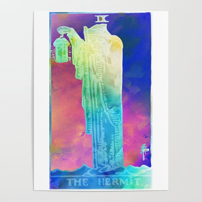 The Hermit - A Soft Watercolour Tarot Print Poster