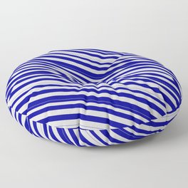 [ Thumbnail: Light Grey and Dark Blue Colored Lines Pattern Floor Pillow ]