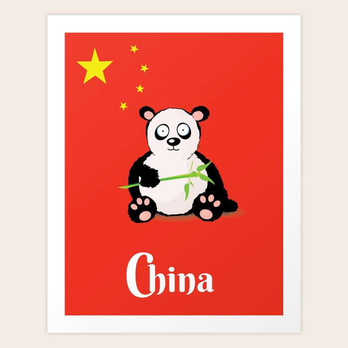 China Panda Cartoon poster Art Print by Nicks Emporium Society6