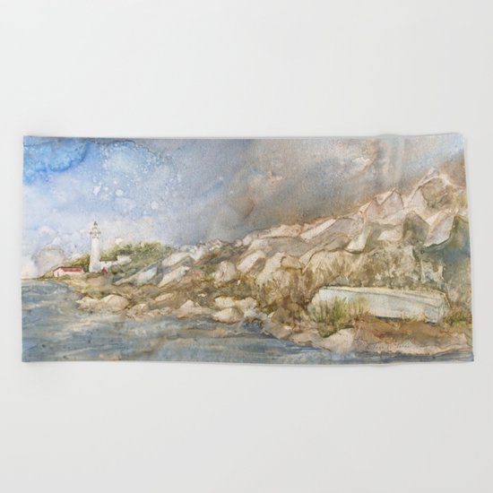 Little Manitou Island Lighthouse Beach Towel