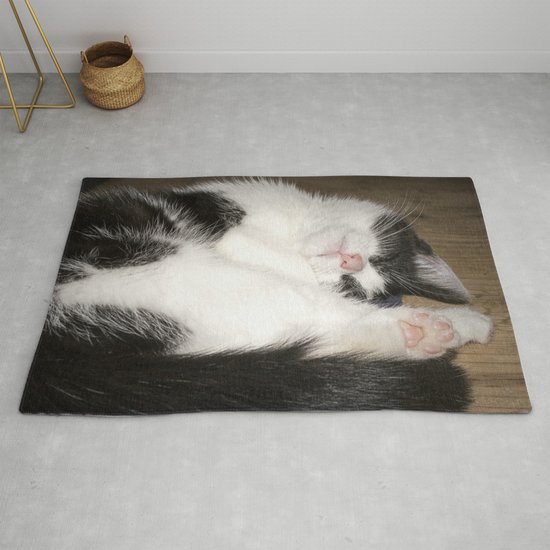 Cute Sleeping Black And White Cat Rug By Halztalz Society6