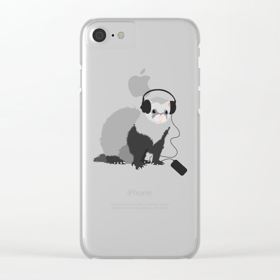 Music Loving Ferret Clear iPhone Case