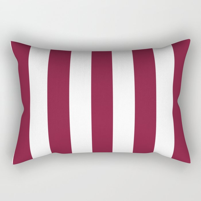 Claret purple - solid color - white vertical lines pattern Rectangular Pillow