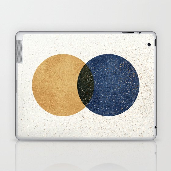 Circle Abstract - Gold Navy Blue Texture Laptop & iPad Skin