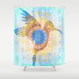 Watercolor Mandala Hummingbird Totem Art Shower Curtain