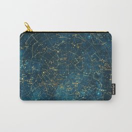 Under Constellations Carry-All Pouch | Earth, Constellation, Galaxy, Cv, Collage, Digital, Blue, Universe, Peaceful, Illustration 