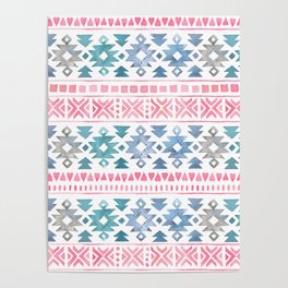 Watercolor Norwegian Winter Pattern Poster