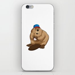 Beaver at Baseball with Baseball ball iPhone Skin