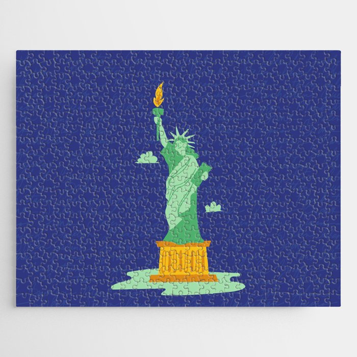 Statue of liberty green yellow Jigsaw Puzzle