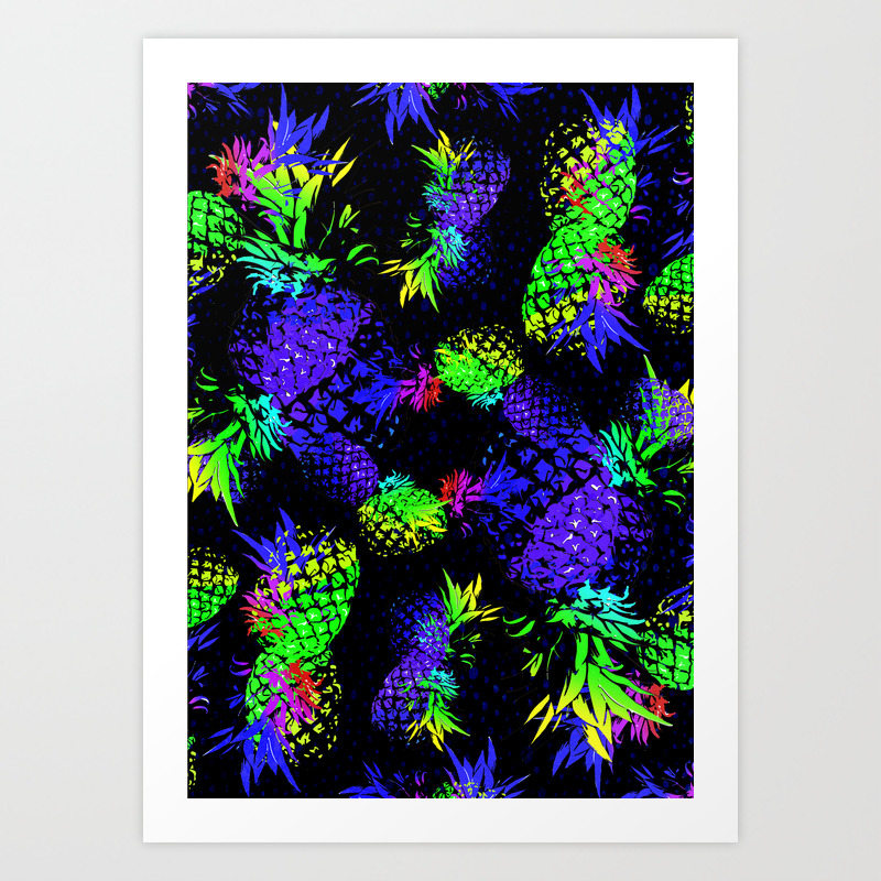 Abstract Pineapples In Neon Colors Art Print By Szilvi Society6
