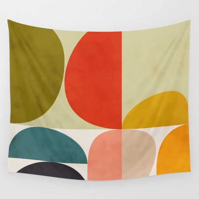 shapes of mid century geometry art Wall Tapestry