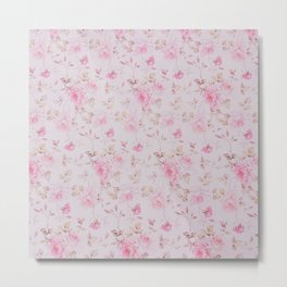Modern Vintage Blush Pink  Romantic Floral Pattern Metal Print | Shabbyvintage, Floral, Roses, Painting, Blushpink, Pink, Pastelcolors, Trendy, Pasteltones, Cute 