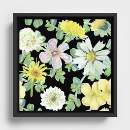 Spring Floral Mix on black Framed Canvas