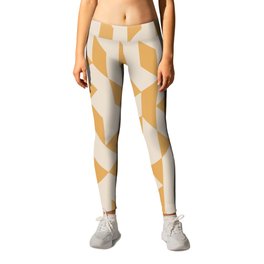 Abstract Geometric Pattern Ivory and Yellow Leggings