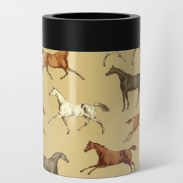 WILD HORSES Pattern - Mustard Yellow Can Cooler