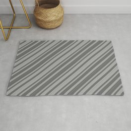 [ Thumbnail: Dark Grey and Dim Grey Colored Lined/Striped Pattern Rug ]