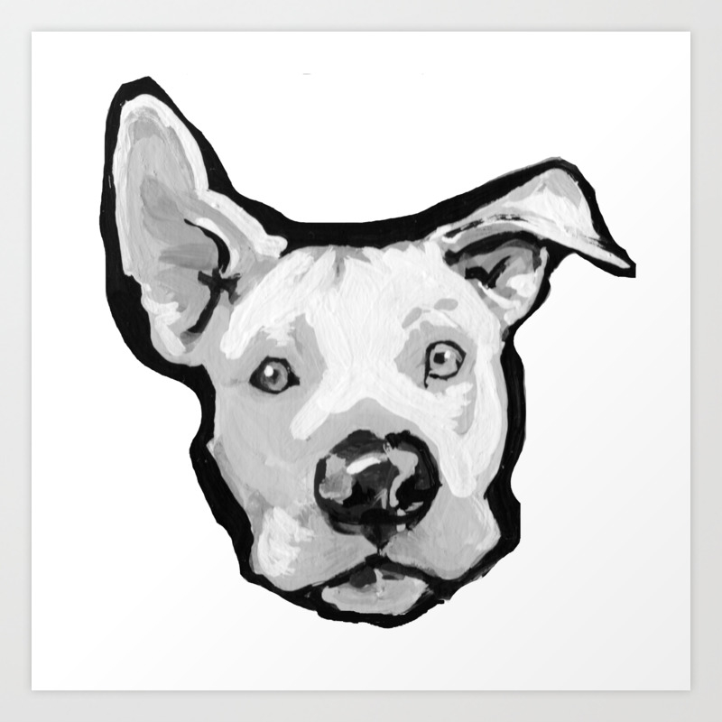 Rescue Me Pit Bull Pitbull Dog Pop Art Black And White Painting By