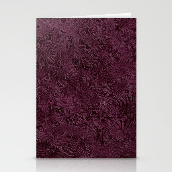 Royal Maroon Silk Moire Pattern Stationery Cards