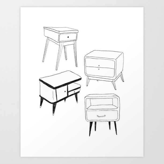 Mid Century Modern Nightstands Art Print By Amandalaurelatkins Society6